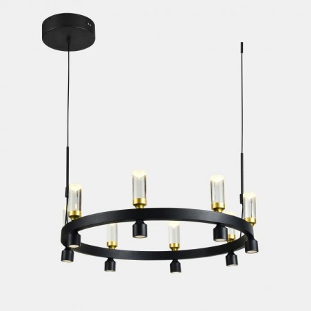 Lampa wisząca Almelo PND-83812-16 Italux czarny, złoty stal, aluminium, akryl