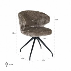 S4723 STONE CHENILLE RICHMOND krzesło obrotowe MILLY STONE