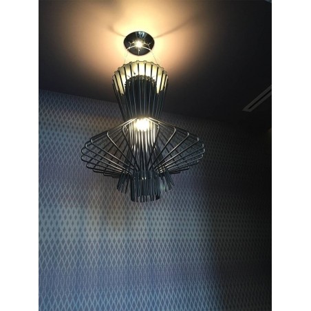 966S1.GREY Lampa wisząca STRAW szara - stal węglowa