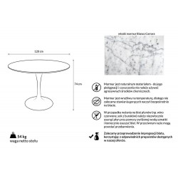 GT-09M.FI120 Stół TULIP MARBLE 120 CARRARA biały - blat okrągły marmurowy, metal