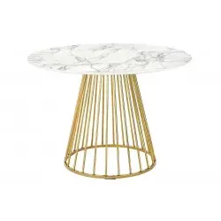 KH1201100128 Stół GLAM MARBLE 110 - MDF, złota podstawa