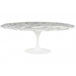 RT-335V.ARABESCATO  Stół TULIP ELLIPSE MARBLE ARABESCATO  - biały - blat owalny marmurowy, metal