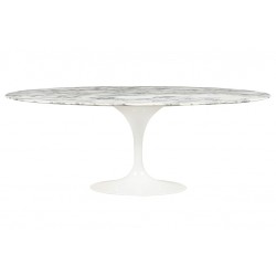 RT-335V.ARABESCATO  Stół TULIP ELLIPSE MARBLE ARABESCATO  - biały - blat owalny marmurowy, metal