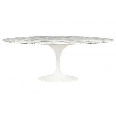 RT-335V.ARABESCATO Stół TULIP ELLIPSE MARBLE ARABESCATO - biały - blat owalny marmurowy, metal