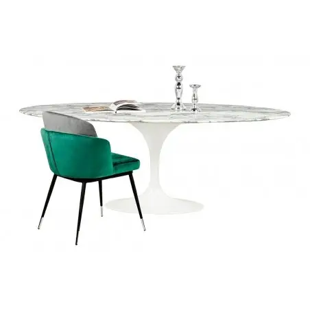 RT-335V.ARABESCATO Stół TULIP ELLIPSE MARBLE ARABESCATO - biały - blat owalny marmurowy, metal