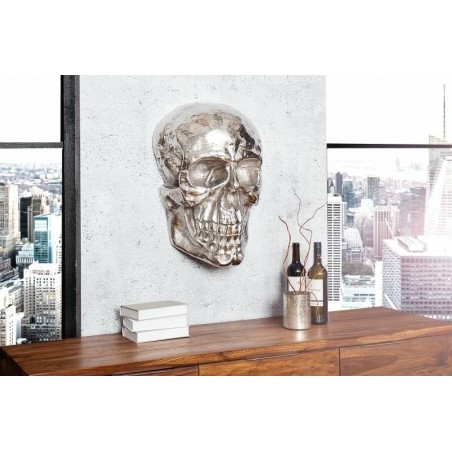 38383 INVICTA dekoracja ścienna SKULL srebrna 