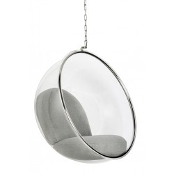 JH-200.L.GREY.17W Fotel wiszący BUBBLE poduszka jasnoszara - korpus akryl, poduszka wełna