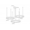 MSE0006080100 Lampa wisząca RING 60 + 80 + 100 złota na jednej podsufitce