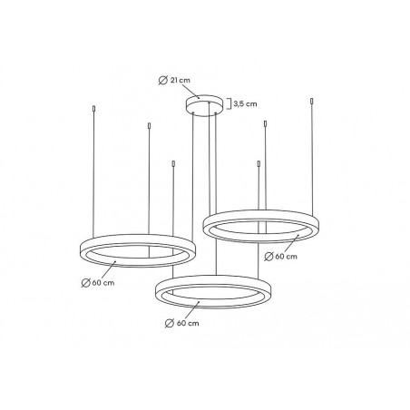 MSE0000606060 Lampa wisząca RING 60 + 60 + 60 złota na jednej podsufitce