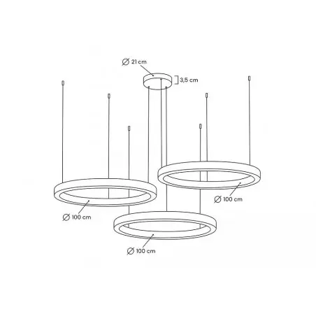 MSE0100100100 Lampa wisząca RING 100 + 100 + 100 złota na jednej podsufitce