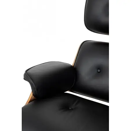 KH1501100107 Fotel LOUNGE HM XL czarny / orzech z podnóżkiem