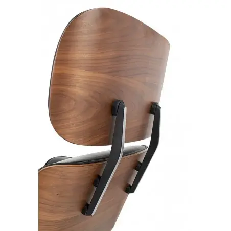 KH1501100107 Fotel LOUNGE HM XL czarny / orzech z podnóżkiem
