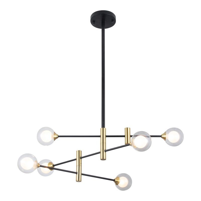 Lampa wisząca Marino PND-9148-6 Italux czarny, mosiężny stal, aluminium, szkło
