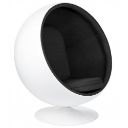 JH-066.CZARNY Fotel BALL biało-czarny - włókno szklane