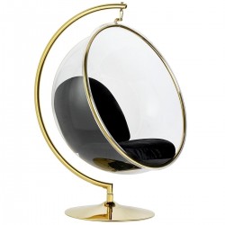 JH200-1.BLACK.VELVET Fotel BUBBLE STAND GOLD VELVET poduszka czarna