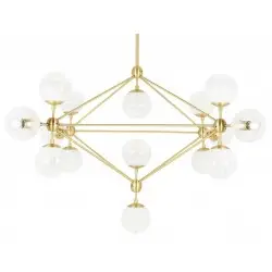 MD10230G-15.BRASS Lampa wisząca PLANETARIO 15 GOLD złota - klosze szronione