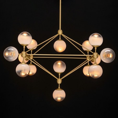 MD10230G-15.BRASS Lampa wisząca PLANETARIO 15 GOLD złota - klosze szronione