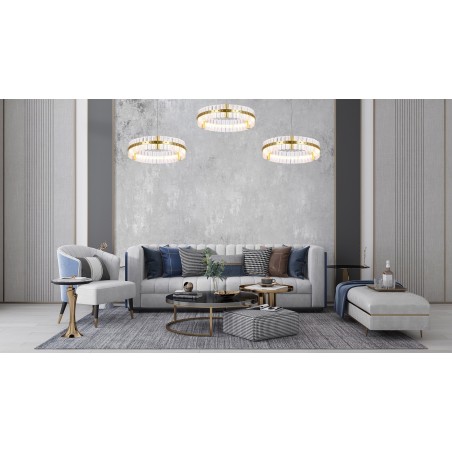 MSE010100165 MOOSEE lampa wisząca SATURNUS 47 złota - LED, kryształ, stal szczotkowana