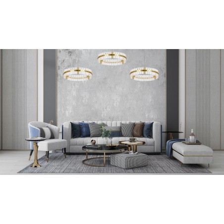 MSE010100165 MOOSEE lampa wisząca SATURNUS 47 złota - LED, kryształ, stal szczotkowana