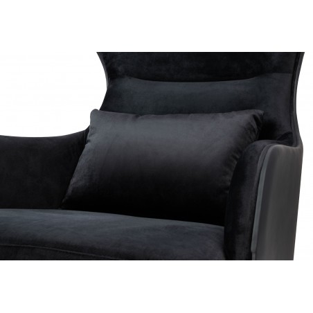 MSE011000304.E43V41 Fotel HAMPTON VELVET czarny, ekoskóra czarna - złota podstawa