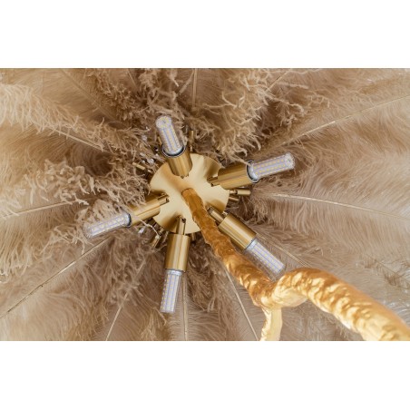 MSE1501100418 Lampa podłogowa TIFFANY 175 beżowa  mosiądz / naturalne pióra