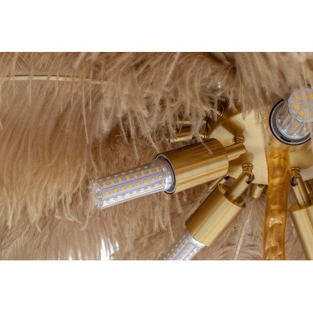 MSE1501100418 Lampa podłogowa TIFFANY 175 beżowa  mosiądz / naturalne pióra