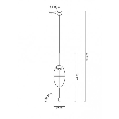 MD12001-1T-200 Lampa wisząca CHAPLIN 200 mosiądz - LED, szkło