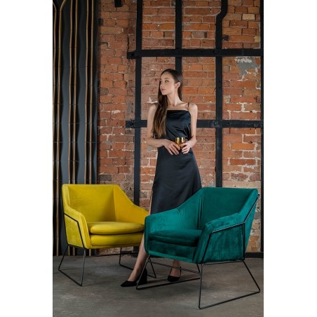 MSE011000308.V35 Fotel EMMA VELVET ciemny zielony welur - podstawa czarna