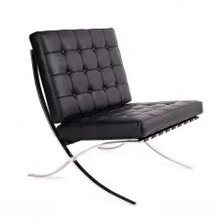 KH1501100210 Fotel BARCELON PRESTIGE PLUS czarny - włoska selekcjonowana skóra naturalna, stal