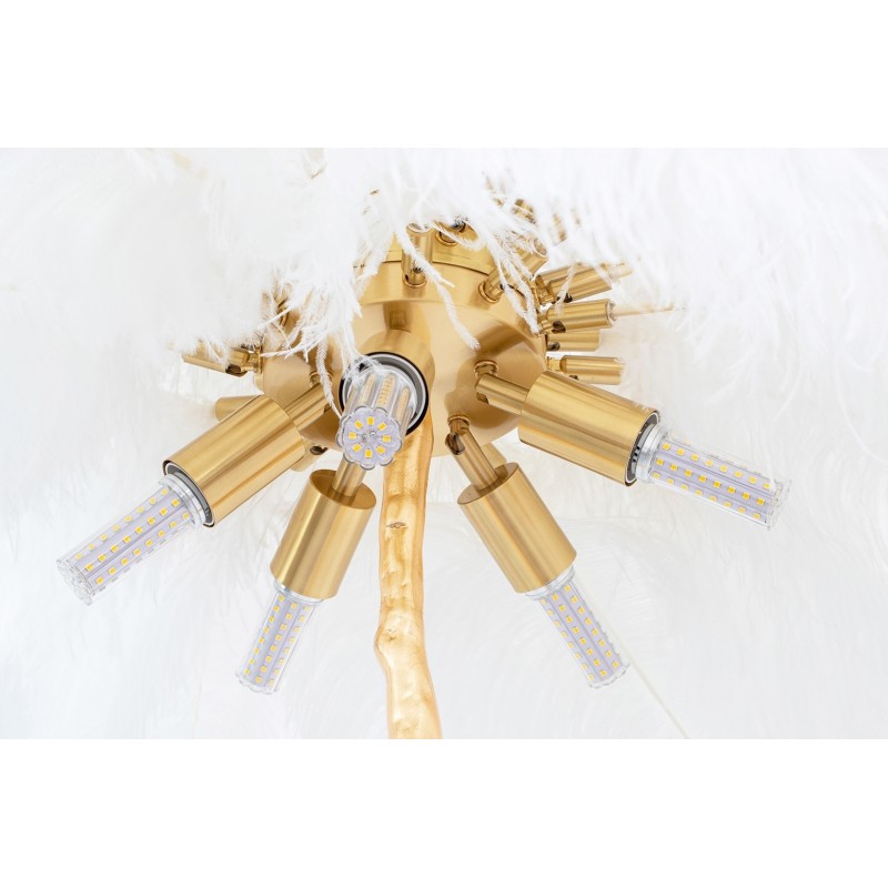 MSE1501100417 Lampa podłogowa TIFFANY 175 biała  mosiądz / naturalne pióra