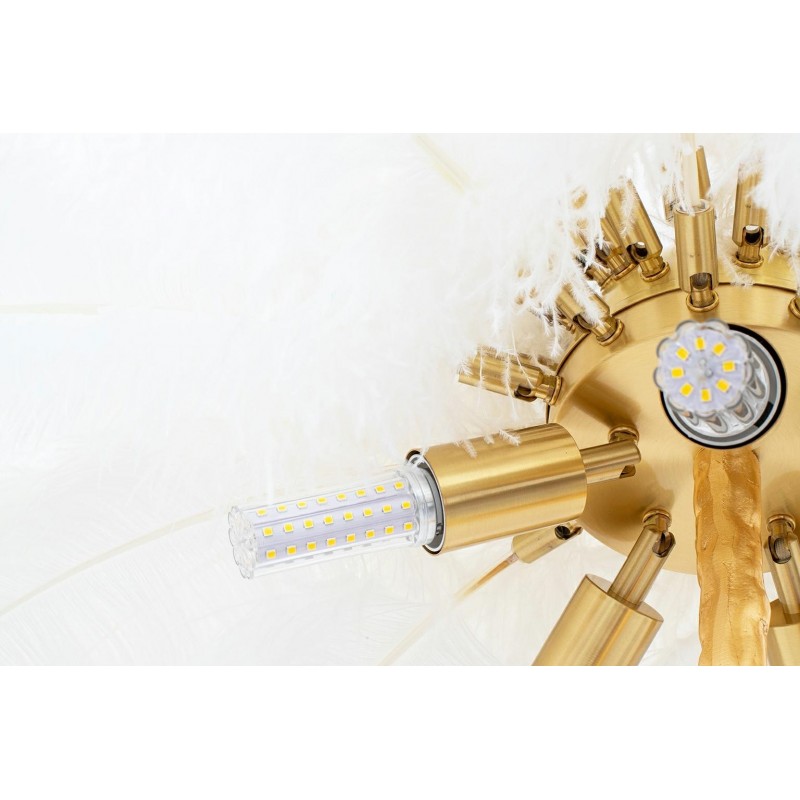 MSE1501100417 Lampa podłogowa TIFFANY 175 biała  mosiądz / naturalne pióra
