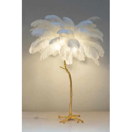 MSE1501100417 Lampa podłogowa TIFFANY 175 biała  mosiądz / naturalne pióra