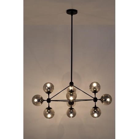 MD10230-10 Lampa wisząca PLANETARIO 10 czarna - klosze dymione