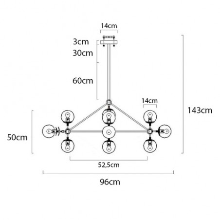 MD10230-10 Lampa wisząca PLANETARIO 10 czarna - klosze dymione