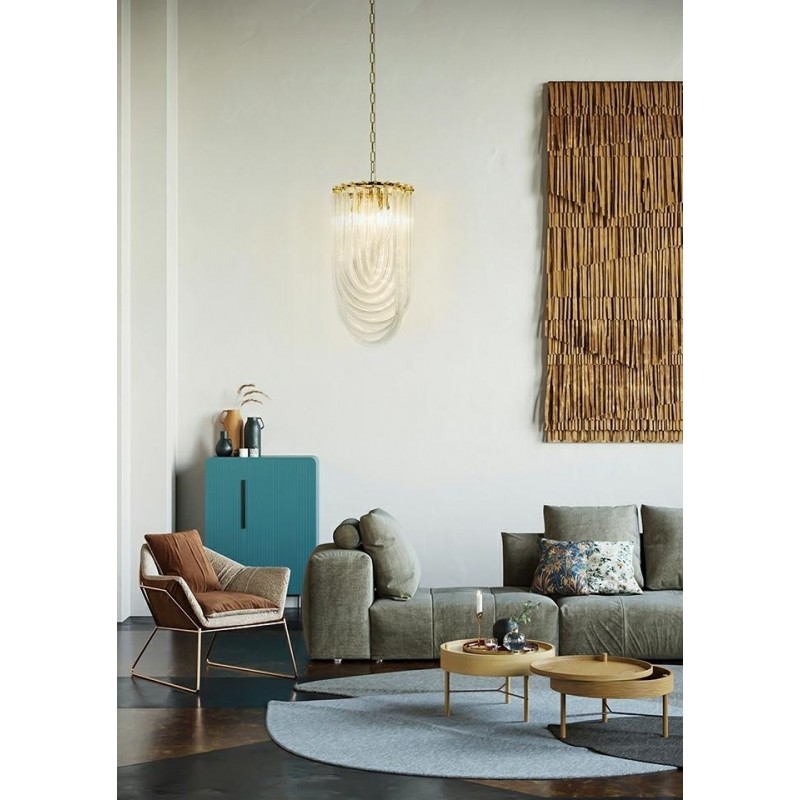 JD9607-L.GOLD Lampa wisząca MURANO L złota - szkło, metal