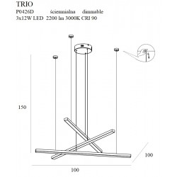 MAXLIGHT P0426D LAMPA WISZĄCA TRIO 3 ZŁOTA ŚCIEMNIALNA