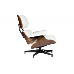 T066F.WHITE Fotel LOUNGE HM PREMIUM SZEROKI biały - orzech