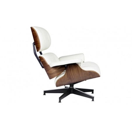 T066F.WHITE Fotel LOUNGE HM PREMIUM SZEROKI biały - orzech