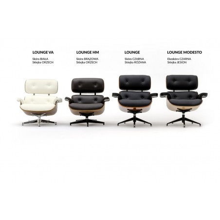 T066F.WHITE Fotel LOUNGE HM PREMIUM SZEROKI biały - orzech