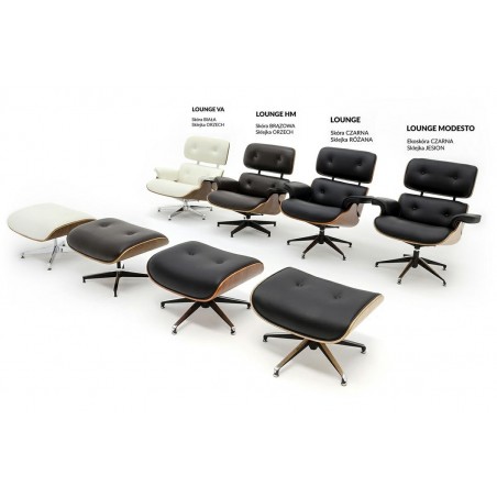 T066F.WHITE Fotel LOUNGE HM PREMIUM SZEROKI biały - orzech