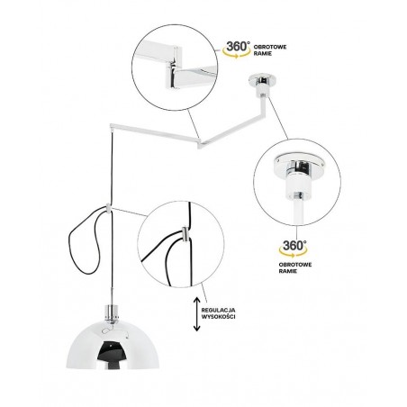 JD8998 Lampa wisząca ROTA 360 srebrny chrom