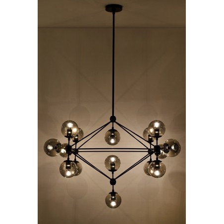 MD10230-15 Lampa wisząca PLANETARIO 15 czarna - klosze dymione