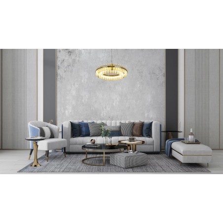 MSE010100166 MOOSEE lampa wisząca SATURNUS 47 DUO złota - LED, kryształ, stal szczotkowana