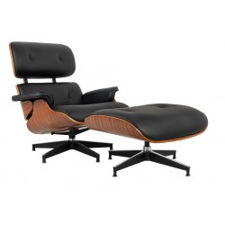 KH1501100151 Fotel LOUNGE HM czarny / róża z podnóżkiem