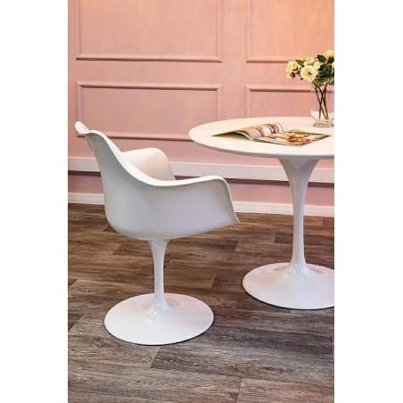 GT-09R.100 Stół TULIP PREMIUM 100 biały  - MDF, metal