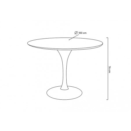 GT-09R.100 Stół TULIP PREMIUM 100 biały  - MDF, metal
