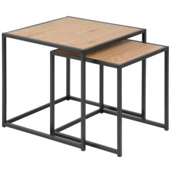 0000090954 ACTONA zestaw stolików SEAFORD dąb - MDF, metal