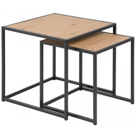 0000090954 ACTONA zestaw stolików SEAFORD dąb - MDF, metal