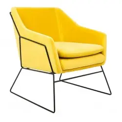 MSE011000308.V20 Fotel EMMA VELVET żółty welur - podstawa metal czarna