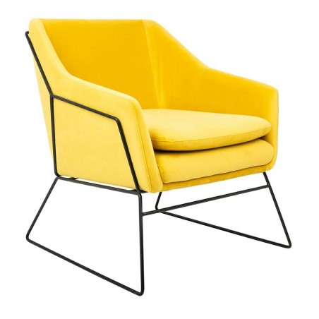 MSE011000308.V20 Fotel EMMA VELVET żółty welur - podstawa metal czarna
